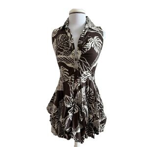 Iz Byer Brown and White Floral Mini Dress